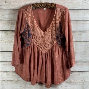 Gimmick Burnt Orange Boho Festival Top
